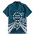 Kia Orana Cook Islands Family Matching Short Sleeve Bodycon Dress and Hawaiian Shirt Polynesian Turtle Crowberry Blue Color