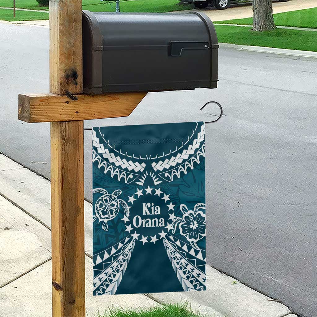 Kia Orana Cook Islands Garden Flag Polynesian Turtle Crowberry Blue Color
