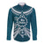 Kia Orana Cook Islands Long Sleeve Button Shirt Polynesian Turtle Crowberry Blue Color