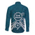 Kia Orana Cook Islands Long Sleeve Button Shirt Polynesian Turtle Crowberry Blue Color
