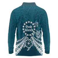 Kia Orana Cook Islands Long Sleeve Polo Shirt Polynesian Turtle Crowberry Blue Color LT14 - Polynesian Pride