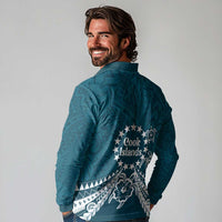 Kia Orana Cook Islands Long Sleeve Polo Shirt Polynesian Turtle Crowberry Blue Color LT14 - Polynesian Pride