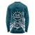 Kia Orana Cook Islands Long Sleeve Shirt Polynesian Turtle Crowberry Blue Color