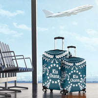 Kia Orana Cook Islands Luggage Cover Polynesian Turtle Crowberry Blue Color