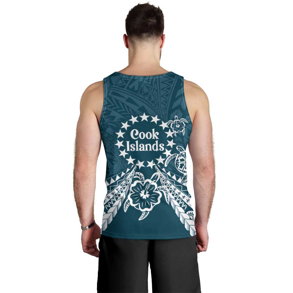 Kia Orana Cook Islands Men Tank Top Polynesian Turtle Crowberry Blue Color