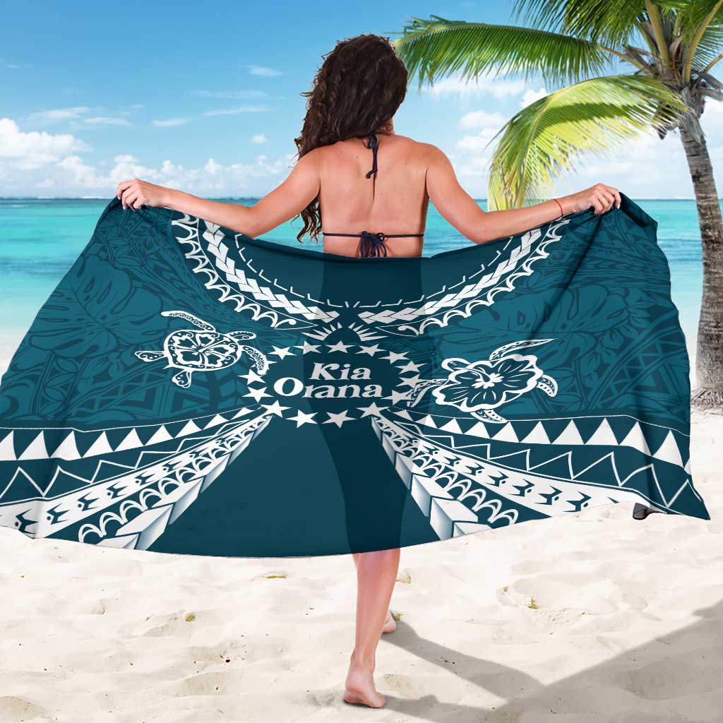 Kia Orana Cook Islands Sarong Polynesian Turtle Crowberry Blue Color