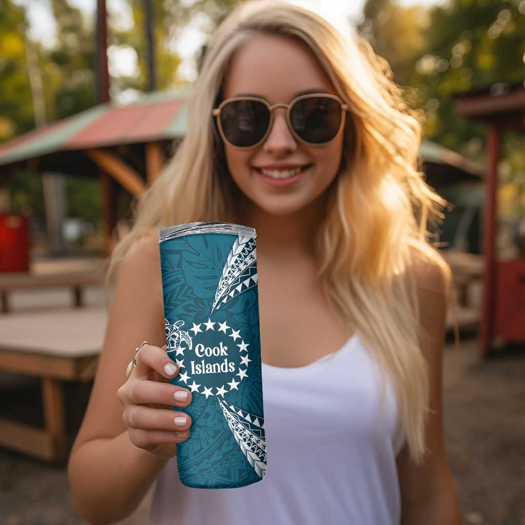 Kia Orana Cook Islands Skinny Tumbler Polynesian Turtle Crowberry Blue Color