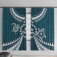 Kia Orana Cook Islands Window Curtain Polynesian Turtle Crowberry Blue Color
