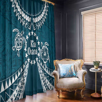 Kia Orana Cook Islands Window Curtain Polynesian Turtle Crowberry Blue Color