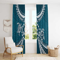 Kia Orana Cook Islands Window Curtain Polynesian Turtle Crowberry Blue Color
