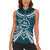 Kia Orana Cook Islands Women Sleeveless Polo Shirt Polynesian Turtle Crowberry Blue Color