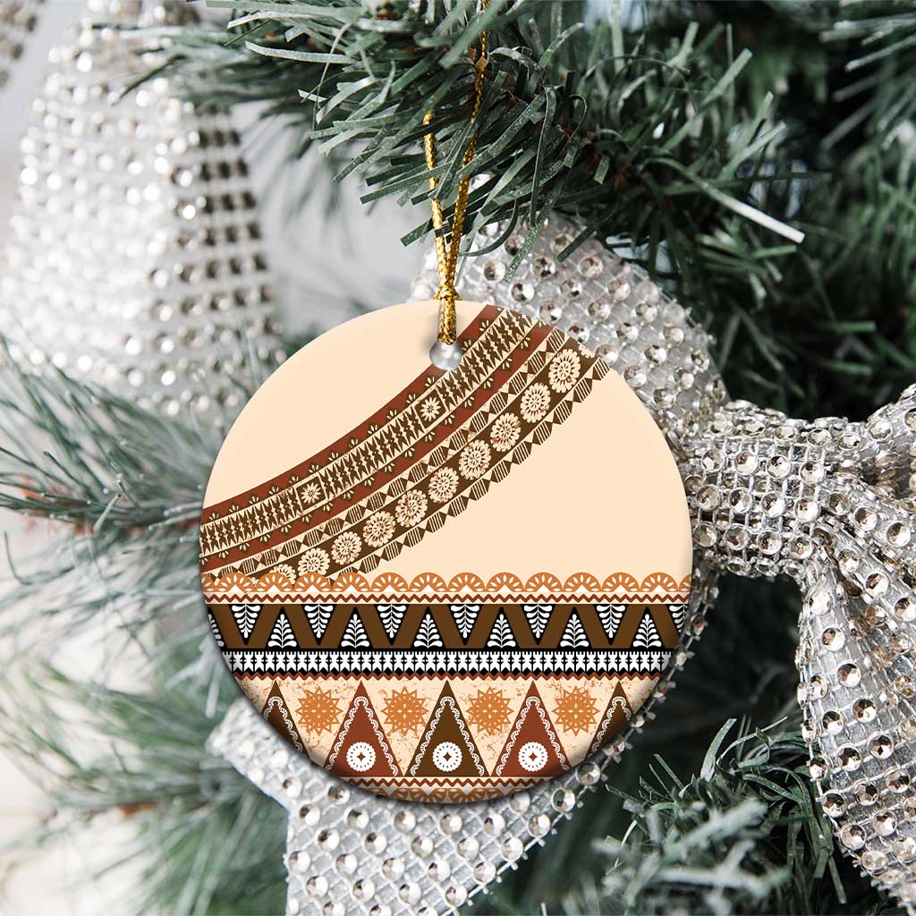 Bula Fiji Ceramic Ornament 2025 Pasifika Traditional Fijian Masi LT14 - Polynesian Pride