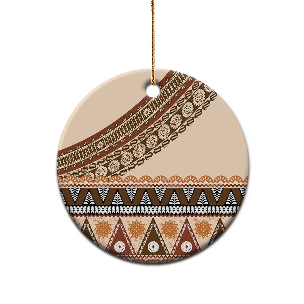Bula Fiji Ceramic Ornament 2025 Pasifika Traditional Fijian Masi LT14 - Polynesian Pride
