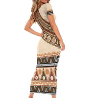 Bula Fiji Family Matching Short Sleeve Bodycon Dress and Hawaiian Shirt 2025 Pasifika Traditional Fijian Masi