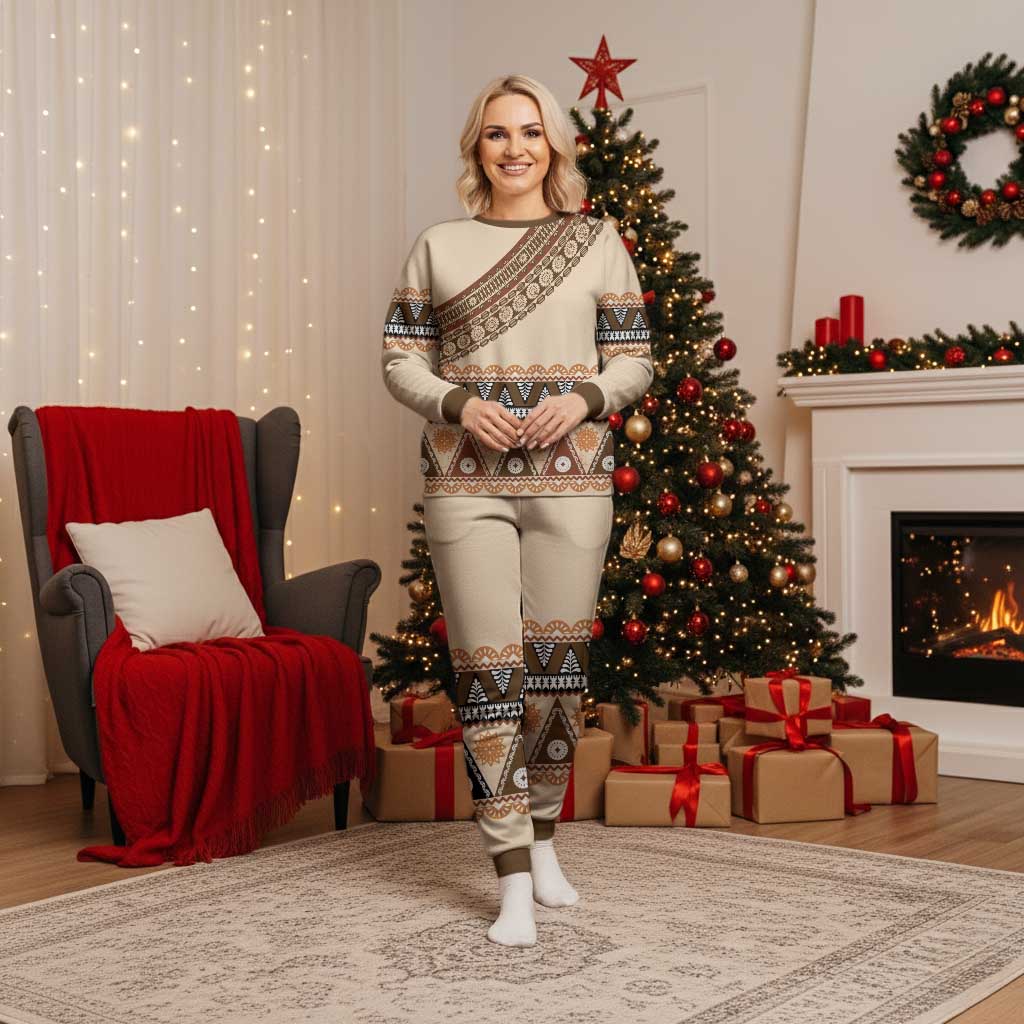 Bula Fiji Christmas Pajama Set 2025 Pasifika Traditional Fijian Masi - Polynesian Pride