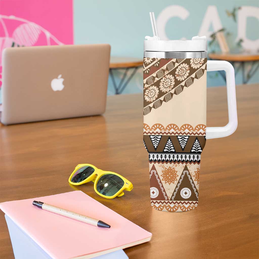 Bula Fiji Tumbler With Handle 2025 Pasifika Traditional Fijian Masi