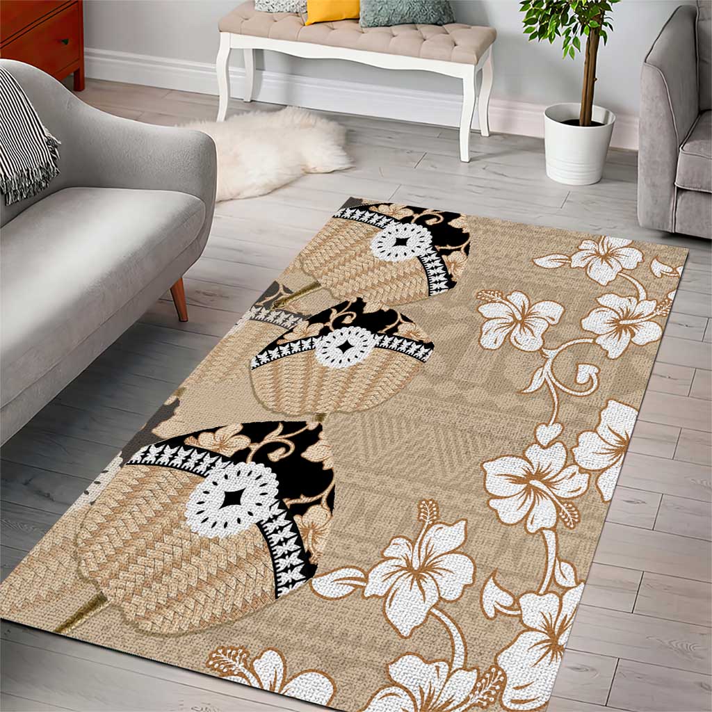 Bula Fiji Iri Buli Area Rug Woven Fan With Fijian Tapa