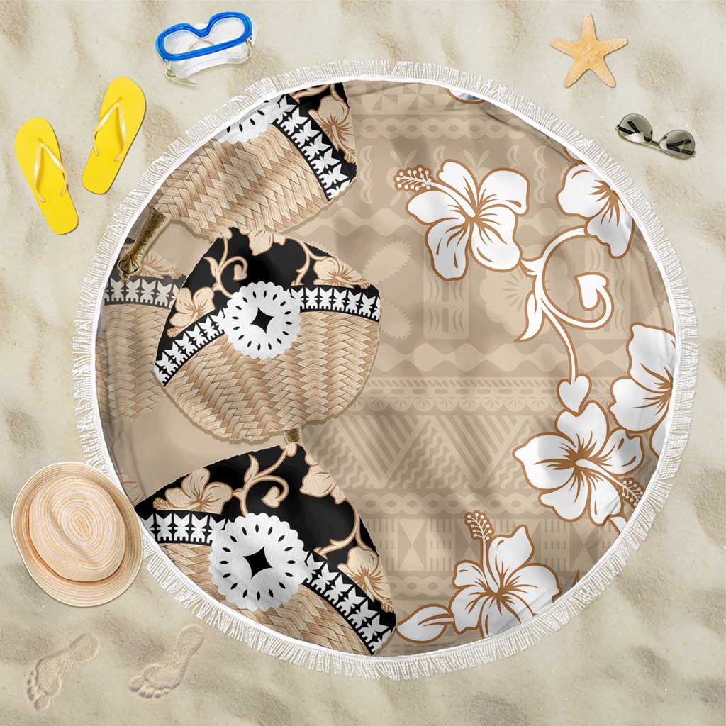 Bula Fiji Iri Buli Beach Blanket Woven Fan With Fijian Tapa