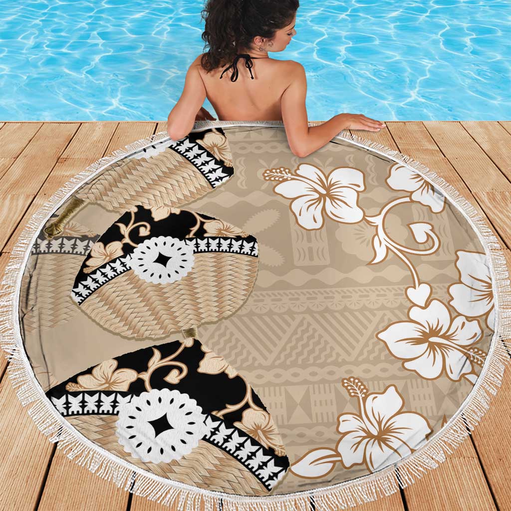 Bula Fiji Iri Buli Beach Blanket Woven Fan With Fijian Tapa