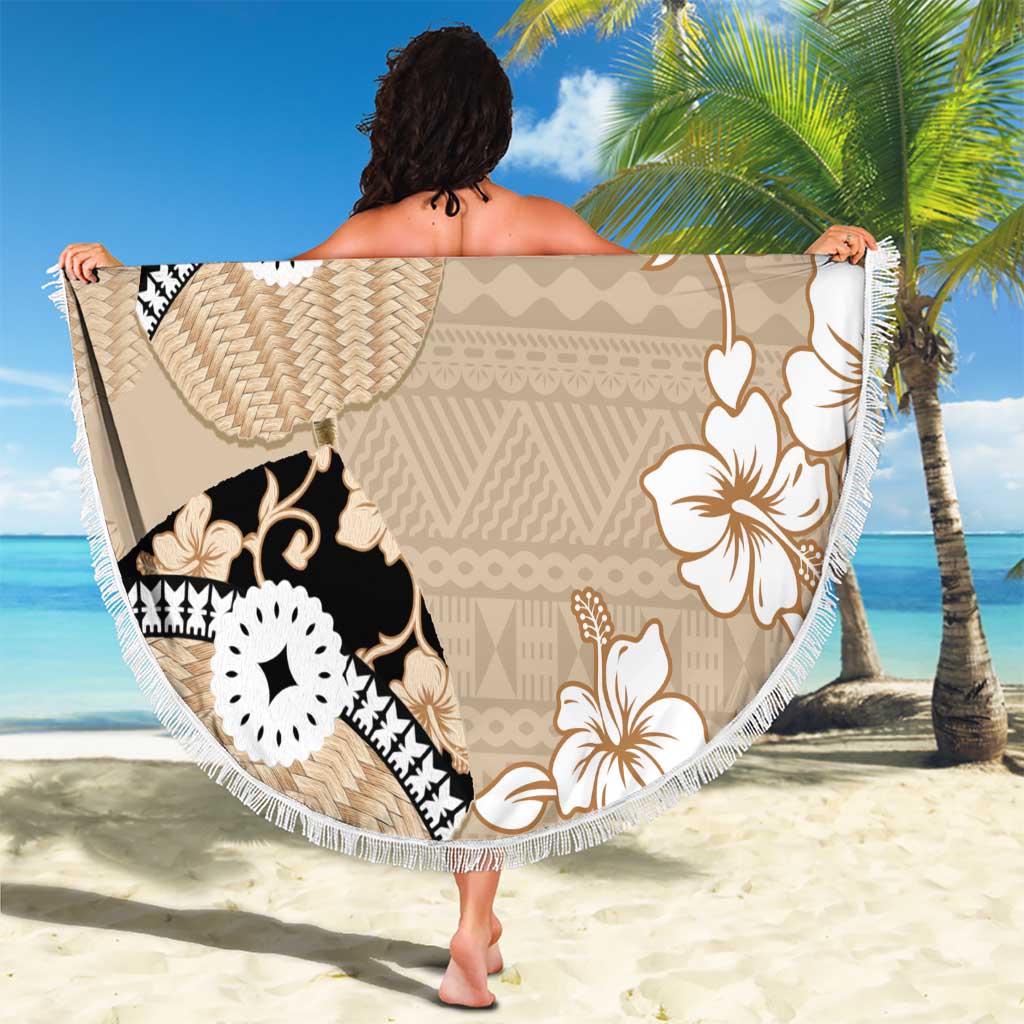 Bula Fiji Iri Buli Beach Blanket Woven Fan With Fijian Tapa