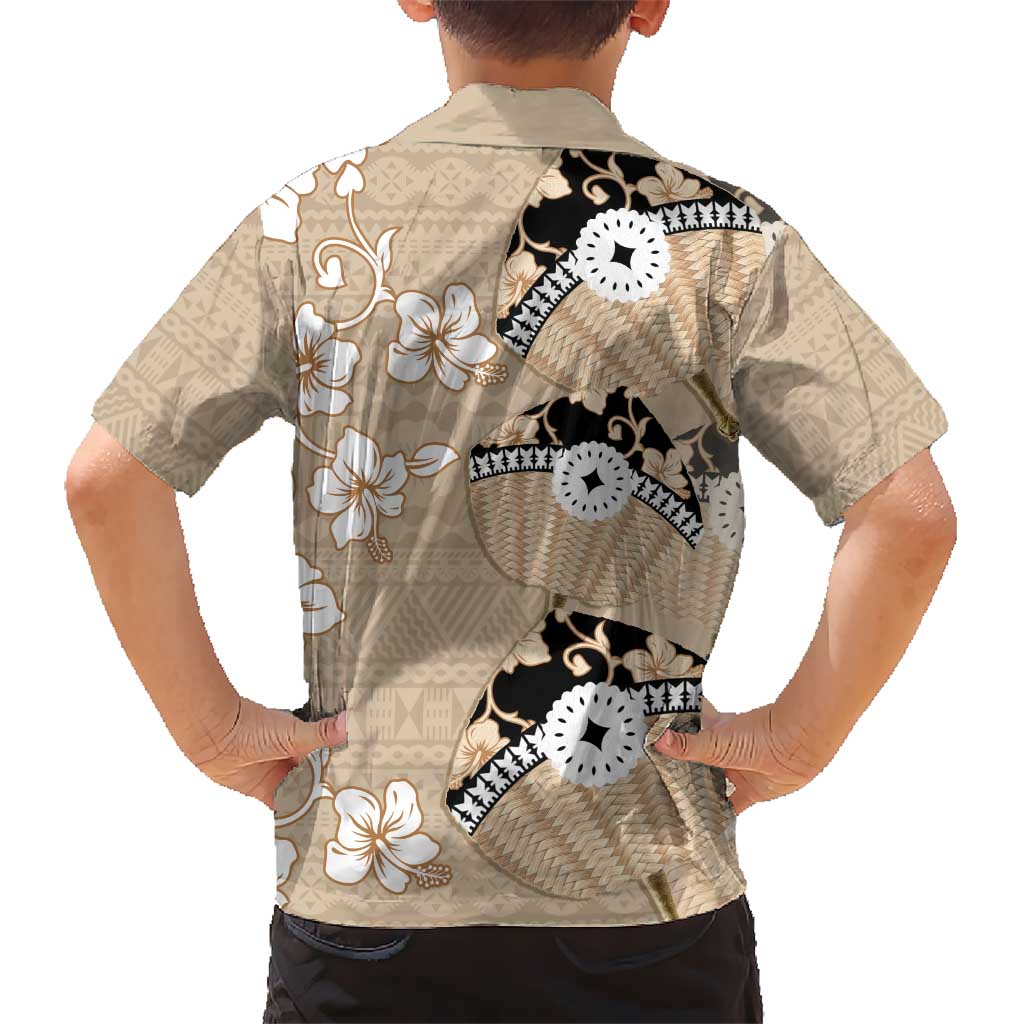 Bula Fiji Iri Buli Kid Hawaiian Shirt Woven Fan With Fijian Tapa