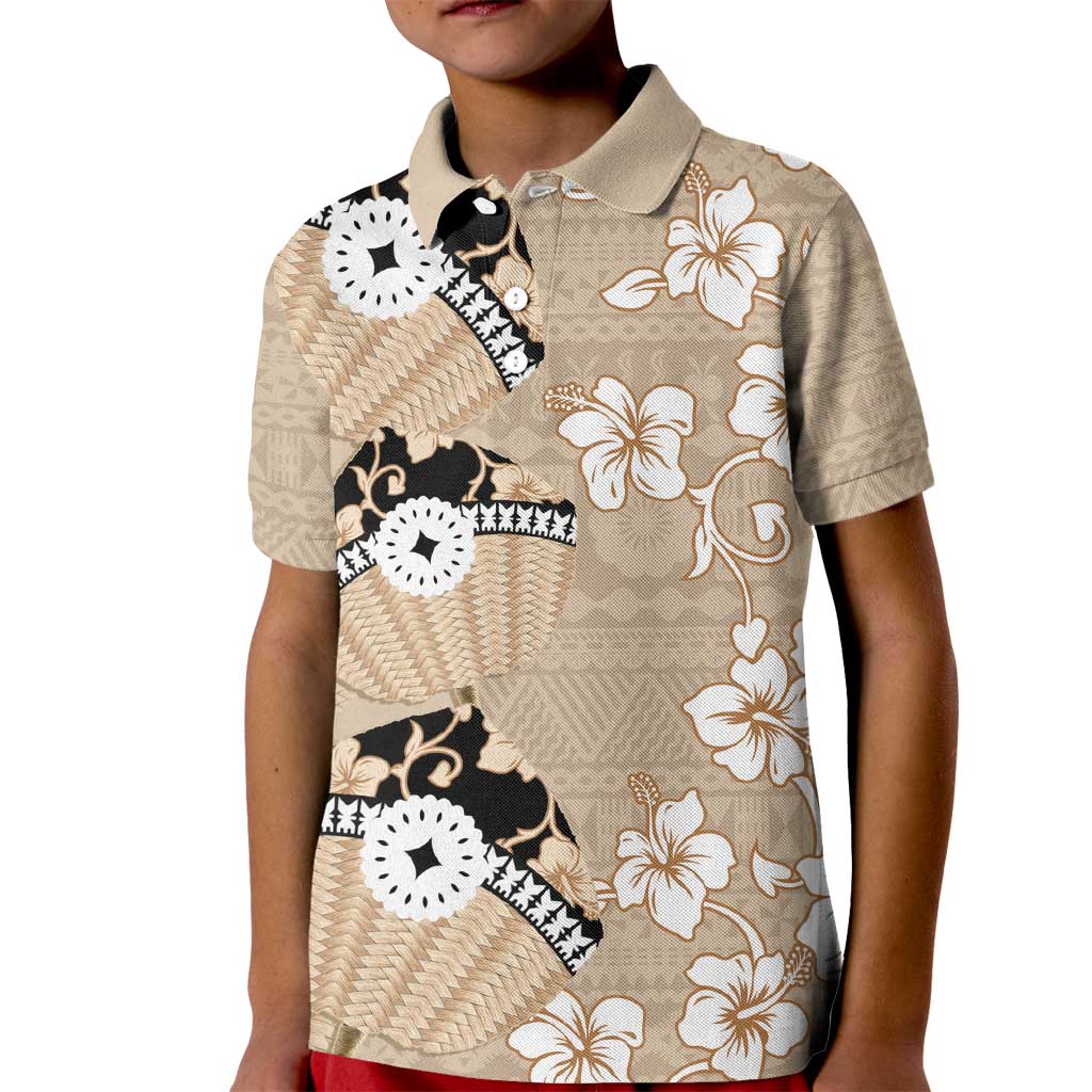 Bula Fiji Iri Buli Kid Polo Shirt Woven Fan With Fijian Tapa