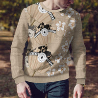 Bula Fiji Iri Buli Ugly Christmas Sweater Woven Fan With Fijian Tapa - Polynesian Pride