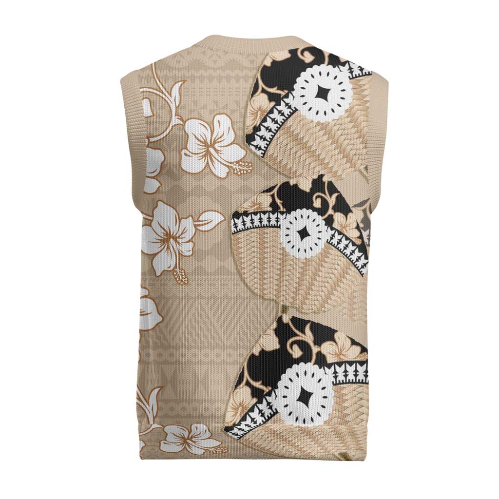 Bula Fiji Iri Buli Christmas Knitted V-Neck Vest Woven Fan With Fijian Tapa LT14 - Polynesian Pride