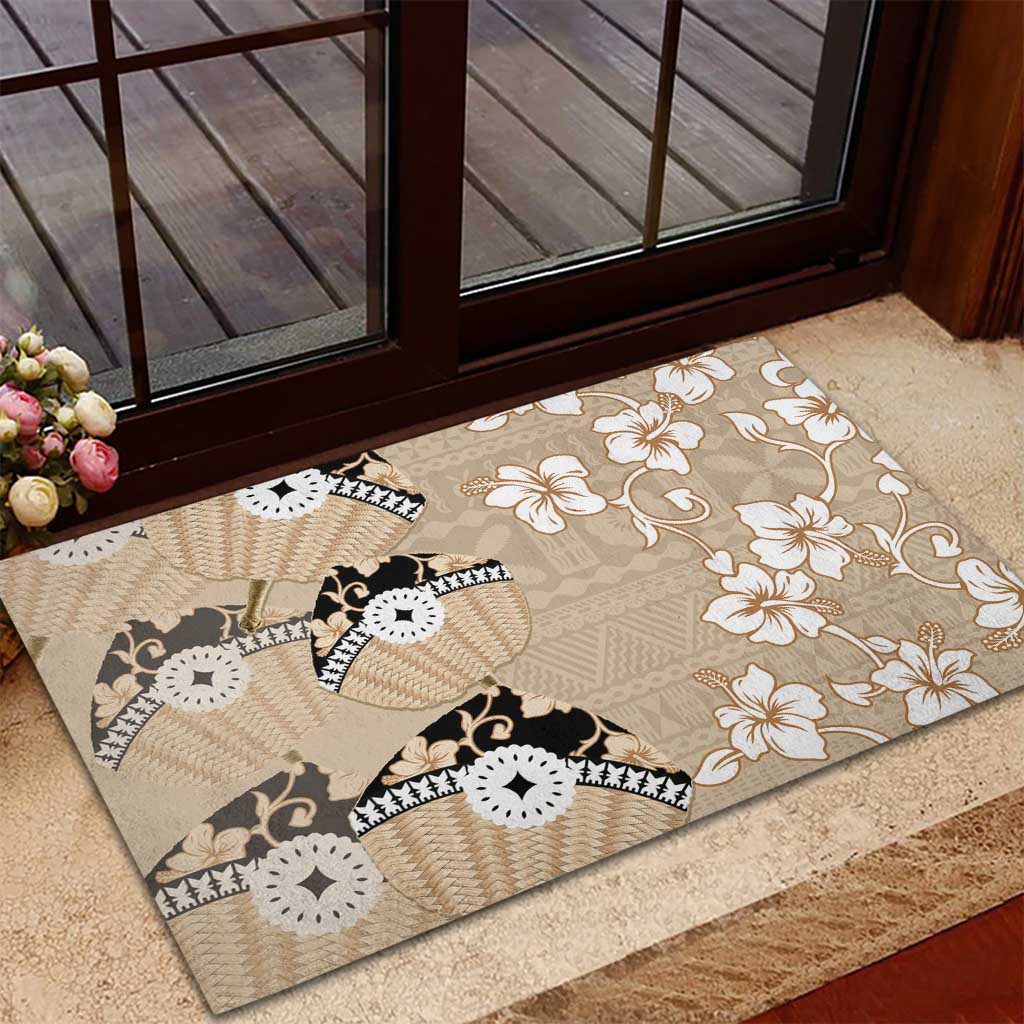 Bula Fiji Iri Buli Rubber Doormat Woven Fan With Fijian Tapa