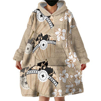 Bula Fiji Iri Buli Wearable Blanket Hoodie Woven Fan With Fijian Tapa