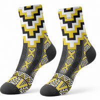 Yellow Taniko Aotearoa Crew Socks Niho Taniwha Mix Poutama LT14 - Polynesian Pride