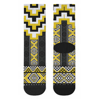Yellow Taniko Aotearoa Crew Socks Niho Taniwha Mix Poutama LT14 - Polynesian Pride