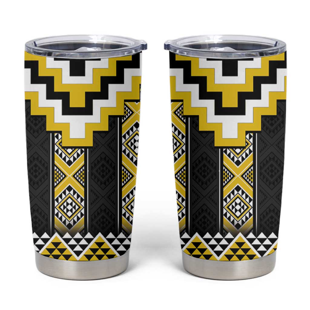 Yellow Taniko Aotearoa Tumbler Cup Niho Taniwha Mix Poutama