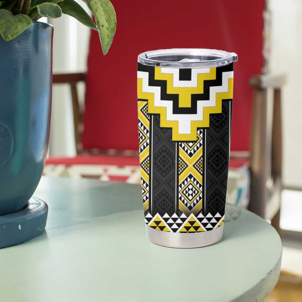 Yellow Taniko Aotearoa Tumbler Cup Niho Taniwha Mix Poutama