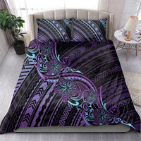 Teal Purple Polynesia Plumeria Tattoo Bedding Set