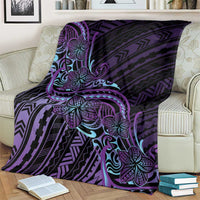 Teal Purple Polynesia Plumeria Tattoo Blanket