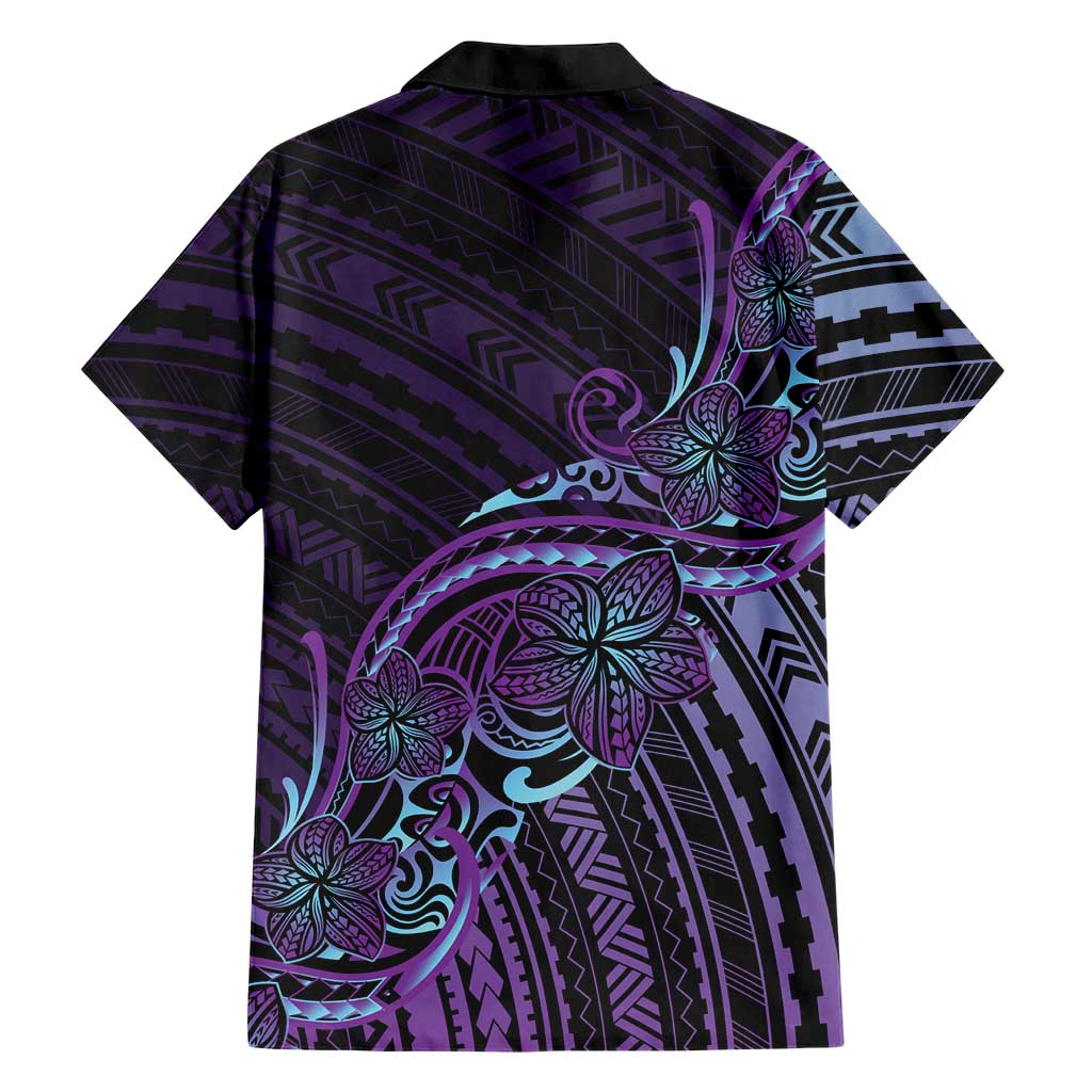 Teal Purple Polynesia Plumeria Tattoo Family Matching Off Shoulder Maxi Dress and Hawaiian Shirt LT14 - Polynesian Pride