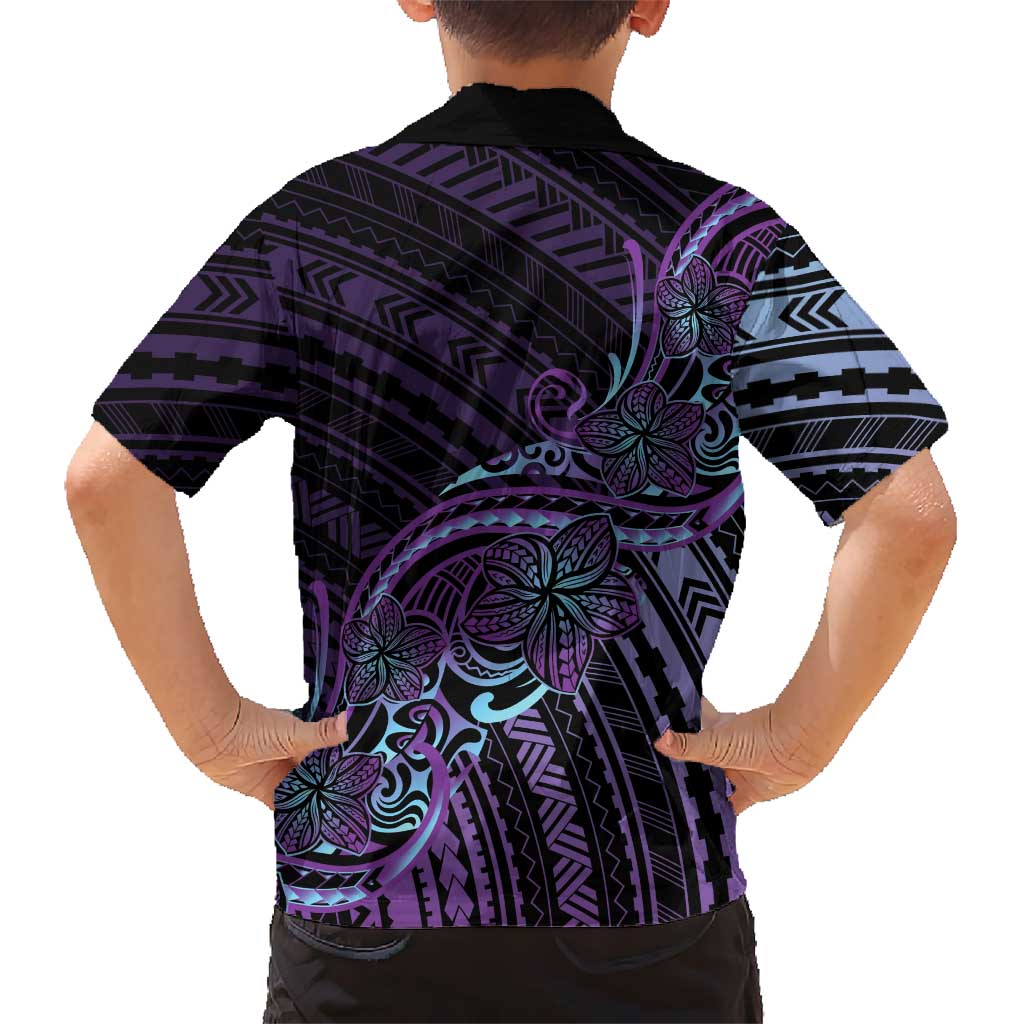 Teal Purple Polynesia Plumeria Tattoo Family Matching Summer Maxi Dress and Hawaiian Shirt LT14 - Polynesian Pride