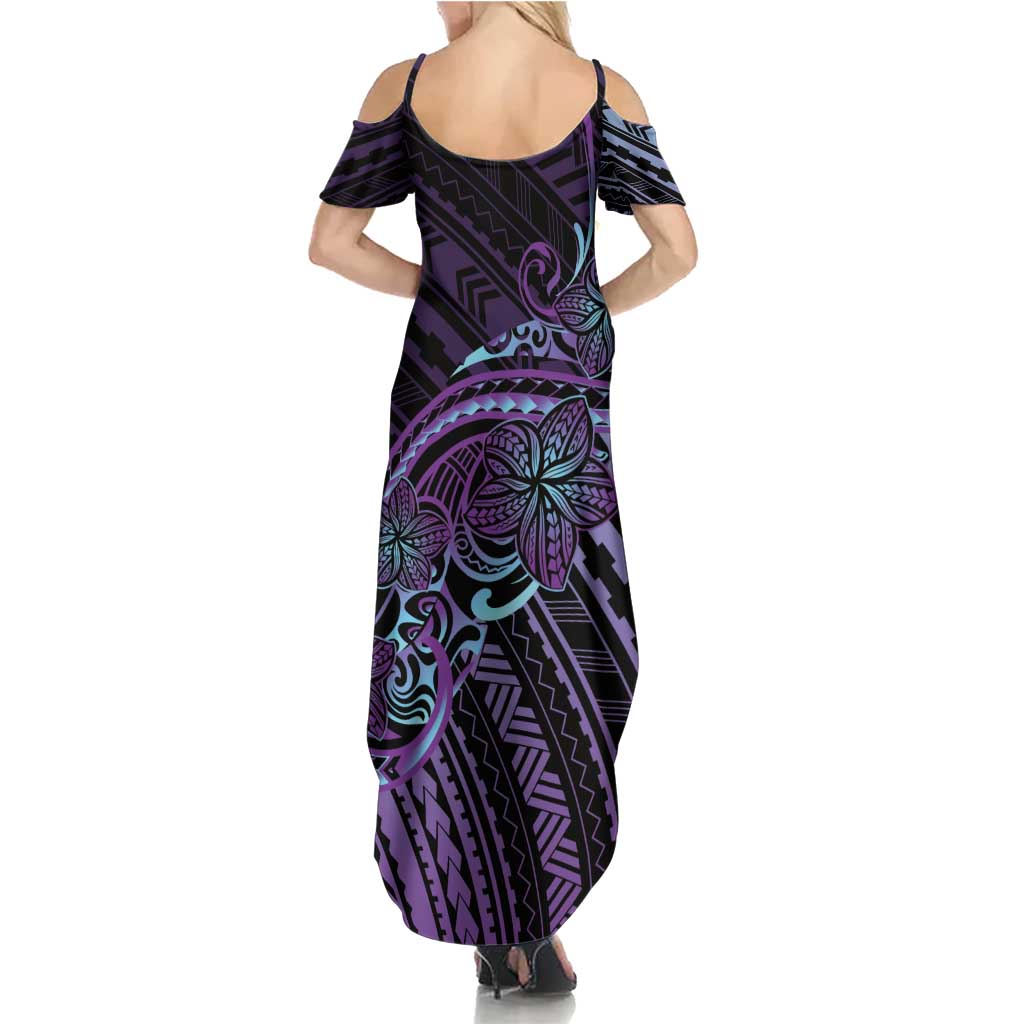 Teal Purple Polynesia Plumeria Tattoo Family Matching Summer Maxi Dress and Hawaiian Shirt LT14 - Polynesian Pride