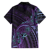Teal Purple Polynesia Plumeria Tattoo Family Matching Tank Maxi Dress and Hawaiian Shirt LT14 - Polynesian Pride