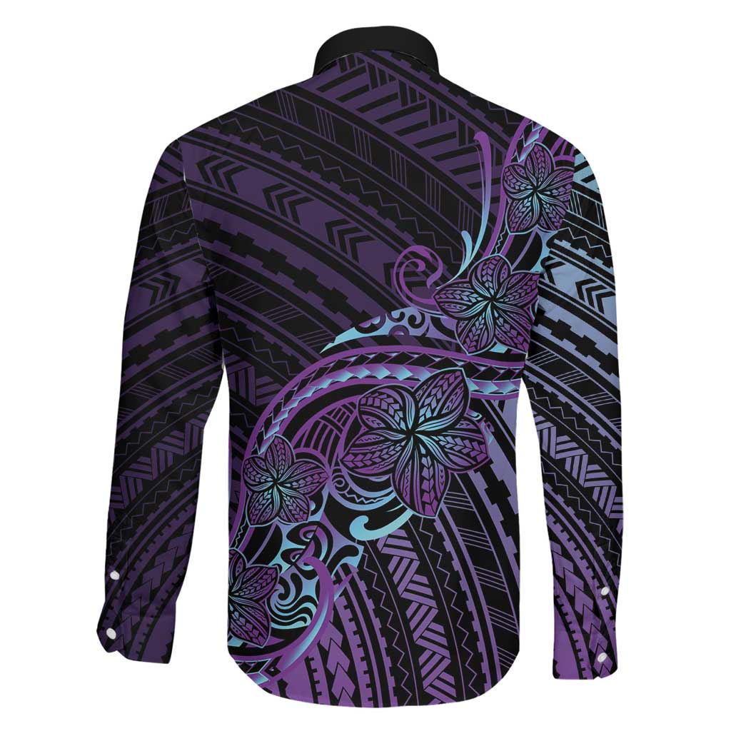Teal Purple Polynesia Plumeria Tattoo Family Matching Tank Maxi Dress and Hawaiian Shirt LT14 - Polynesian Pride