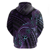 Teal Purple Polynesia Plumeria Tattoo Hoodie