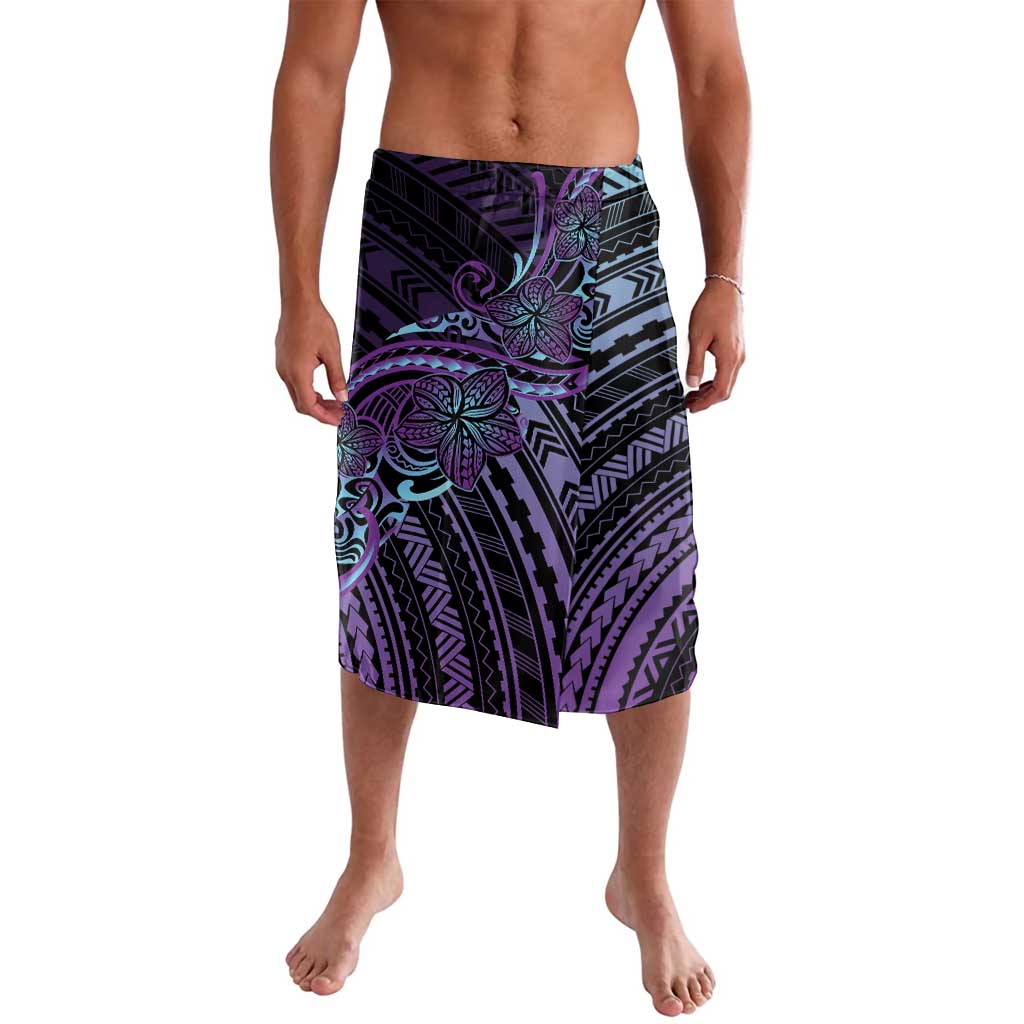 Teal Purple Polynesia Plumeria Tattoo Lavalava