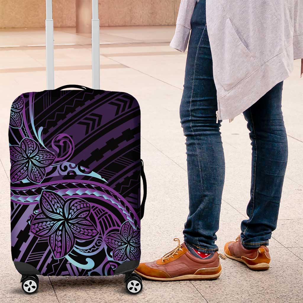 Teal Purple Polynesia Plumeria Tattoo Luggage Cover