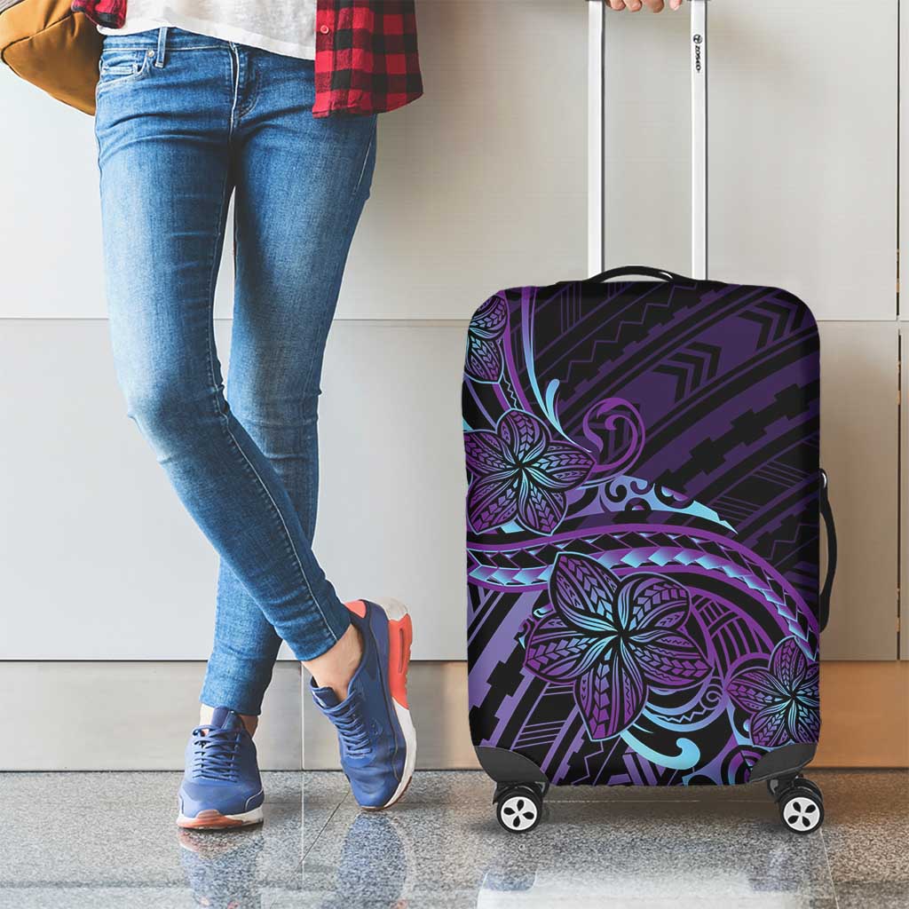 Teal Purple Polynesia Plumeria Tattoo Luggage Cover