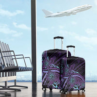 Teal Purple Polynesia Plumeria Tattoo Luggage Cover