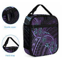 Teal Purple Polynesia Plumeria Tattoo Lunch Bag