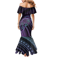 Teal Purple Polynesia Plumeria Tattoo Mermaid Dress