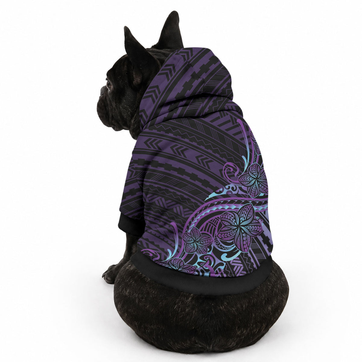 Teal Purple Polynesia Plumeria Tattoo Pet Hoodie LT14 - Polynesian Pride