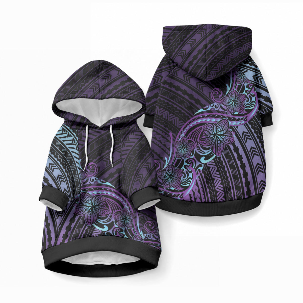 Teal Purple Polynesia Plumeria Tattoo Pet Hoodie LT14 Pullover Purple - Polynesian Pride